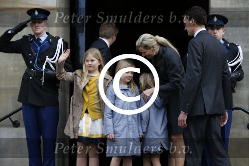 Amsterdam, 29 April 2013 Aankomst Prins Willem Alexander met Maxima en de kinderen bij het Paleis
Foto Peter Smulders BV