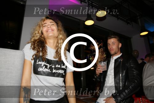 Rotterdam 9 april 2015
Fajah Lourens met haar nieuwe vriend bij de opening van de nieuwe zaak waar Winston Post de manager is in het Hilton Hotel.