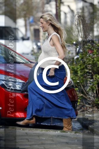 Amsterdam 10 april 2015    
Marije Braber de vriendin van Chris Zegers hoogzwanger