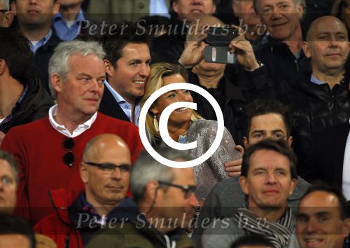 Eindhoven 18 april 2015
PSV_ Heerneveen 4-1 . Psv kampioen. Pieter v d Hoogenband en zijn nieuwe vriendin Marie JosÃ© Crooijmans verliefd op de tribune.
