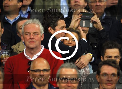 Eindhoven 18 april 2015
PSV_ Heerneveen 4-1 . Psv kampioen. Pieter v d Hoogenband en zijn nieuwe vriendin Marie JosÃ© Crooijmans verliefd op de tribune.