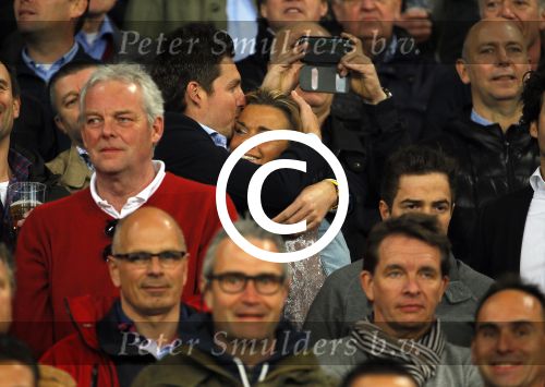Eindhoven 18 april 2015
PSV_ Heerneveen 4-1 . Psv kampioen. Pieter v d Hoogenband en zijn nieuwe vriendin Marie JosÃ© Crooijmans verliefd op de tribune.