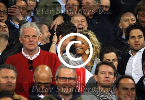 Eindhoven 18 april 2015
PSV_ Heerneveen 4-1 . Psv kampioen. Pieter v d Hoogenband en zijn nieuwe vriendin Marie JosÃ© Crooijmans verliefd op de tribune.