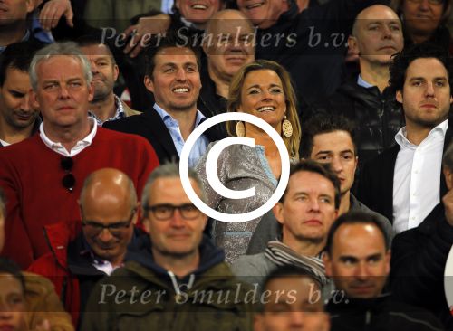 Eindhoven 18 april 2015
PSV_ Heerneveen 4-1 . Psv kampioen. Pieter v d Hoogenband en zijn nieuwe vriendin Marie JosÃ© Crooijmans verliefd op de tribune.