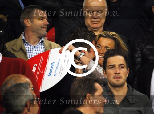Eindhoven 18 april 2015
PSV_ Heerneveen 4-1 . Psv kampioen. Pieter v d Hoogenband en zijn nieuwe vriendin Marie JosÃ© Crooijmans verliefd op de tribune.