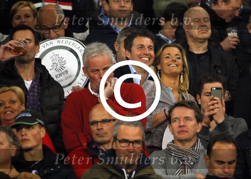 Eindhoven 18 april 2015
PSV_ Heerneveen 4-1 . Psv kampioen. Pieter v d Hoogenband en zijn nieuwe vriendin Marie JosÃ© Crooijmans verliefd op de tribune.