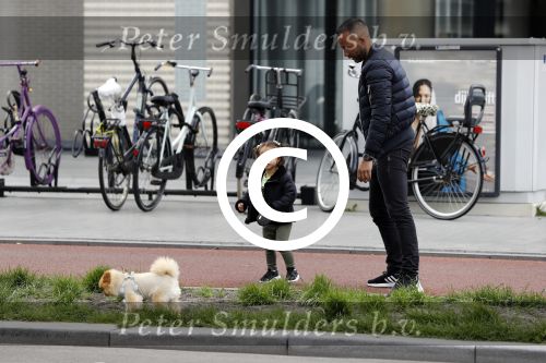 Amsterdam 17 mei 2016 
Demy de Zeeuw laat samen met zijn dochter de hond uit.