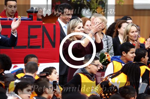 Amsterdam 22 april 2016
Koning Willem Alexander en Koningin Maxima bij de opening van de koningsspelen in Amsterdam.
Richard Krajicek vangt ze op en Johnny de Mol doet de presentatie.