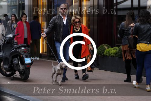 Amsterdam 29 april 2017
Connie Witteman met vriend Eugene v Dun met hun hond op de pc hooftstraat