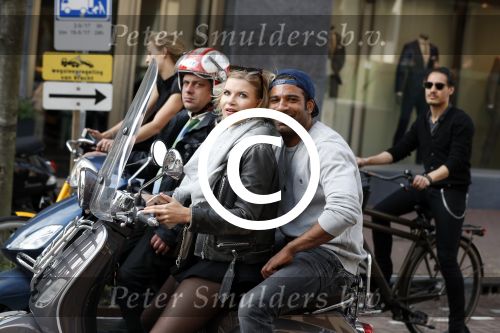 Amsterdam 12 mei 2017  
Edwin Jonker met vriendin op vespa scooter
