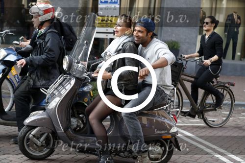 Amsterdam 12 mei 2017  
Edwin Jonker met vriendin op vespa scooter