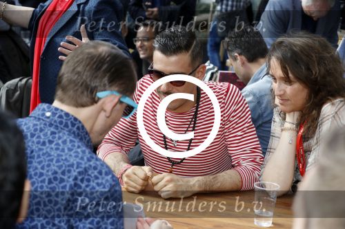 Amsterdam 8 april 2017 
Og3ne en andere deelnemers aan het songfestival in vondelpark CS . Francesco Gabbani