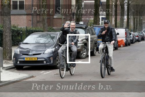 Amsterdam 11 april 2018
Bart Bosch met een kennis op de fiets in Amsterdam