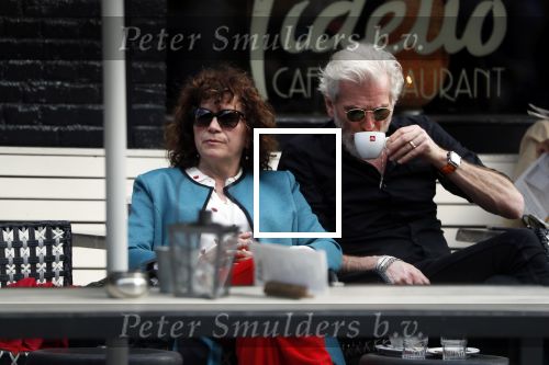 Amsterdam 11 april 2018
Henriette Tol met partner Rob Snoek op terras
