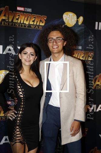Amsterdam 24 april 2018
Premiere Avengers in pathe Arena. Jordi van den Bussche (kwebbelkop) met zijn vriendin Azzyland