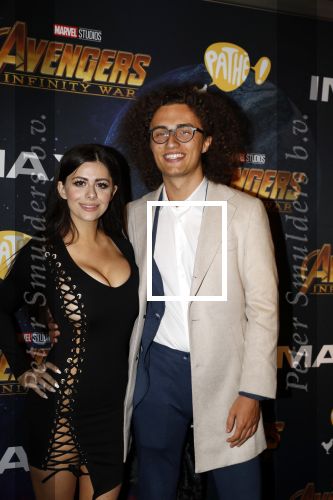 Amsterdam 24 april 2018
Premiere Avengers in pathe Arena. Jordi van den Bussche (kwebbelkop) met zijn vriendin Azzyland