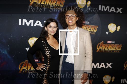 Amsterdam 24 april 2018
Premiere Avengers in pathe Arena. Jordi van den Bussche (kwebbelkop) met zijn vriendin Azzyland