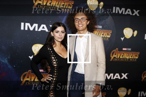 Amsterdam 24 april 2018
Premiere Avengers in pathe Arena. Jordi van den Bussche (kwebbelkop) met zijn vriendin Azzyland