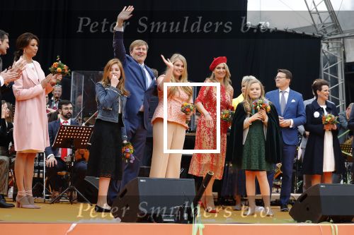 Groningen 27 april 2018
Koningsdag in Groningen met Koning Willem Alexander Koningin Maxima Prinses Amalia Prinses Alexia en Prinses Ariane
