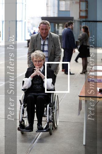 Amsterdam 16 april 2018
Marianne v Wijnkoop in rolstoel bij premiere The Purple color in NDSM loods