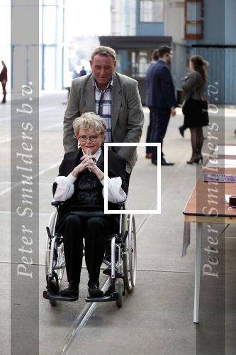 Amsterdam 16 april 2018
Marianne v Wijnkoop in rolstoel bij premiere The Purple color in NDSM loods