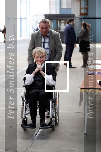 Amsterdam 16 april 2018
Marianne v Wijnkoop in rolstoel bij premiere The Purple color in NDSM loods