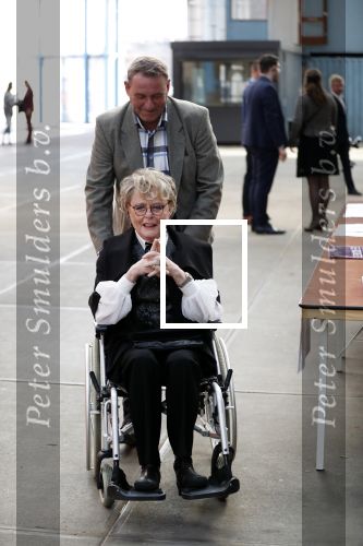 Amsterdam 16 april 2018
Marianne v Wijnkoop in rolstoel bij premiere The Purple color in NDSM loods