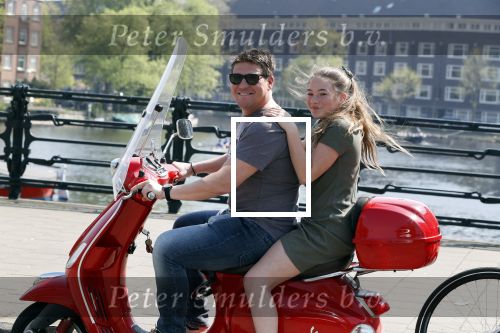 Amsterdam 22 april 2018
Martijn Krabbe met zijn dochter Michelle op de vespa scooter.
