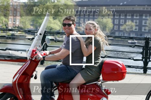 Amsterdam 22 april 2018
Martijn Krabbe met zijn dochter Michelle op de vespa scooter.