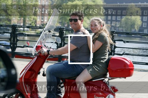 Amsterdam 22 april 2018
Martijn Krabbe met zijn dochter Michelle op de vespa scooter.