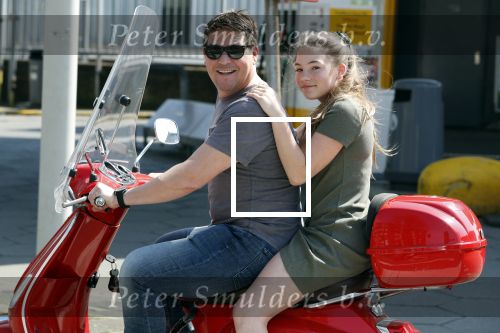 Amsterdam 22 april 2018
Martijn Krabbe met zijn dochter Michelle op de vespa scooter.