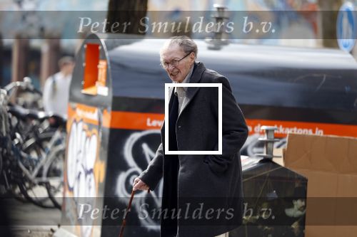 Amsterdam 7 april 2018
Schrijver Remco Campert met wandelstok in Amsterdam zuid.