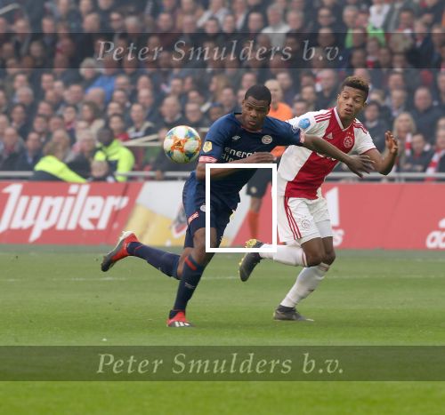 Amsterdam, 31 Maart 2019 AJAX-PSV, eindstand 3-1
Denzel Dumfries en David Neres