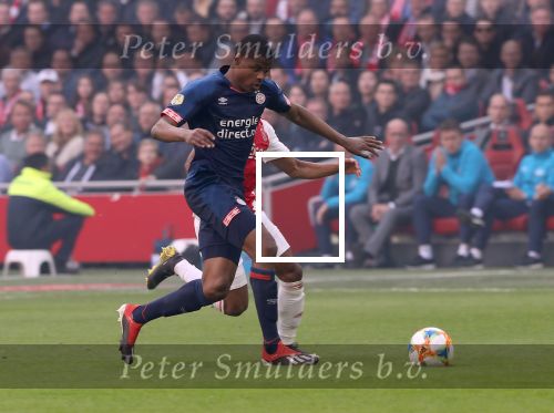 Amsterdam, 31 Maart 2019 AJAX-PSV, eindstand 3-1
Denzel Dumfries en David Neres
