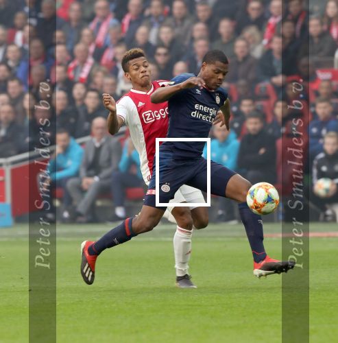 Amsterdam, 31 Maart 2019 AJAX-PSV, eindstand 3-1
Denzel Dumfries en David Neres