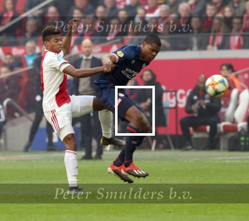 Amsterdam, 31 Maart 2019 AJAX-PSV, eindstand 3-1
Denzel Dumfries en David Neres