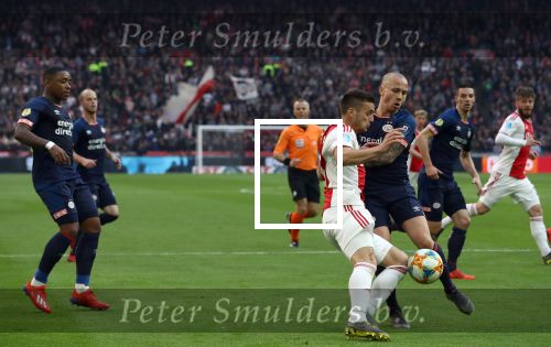 Amsterdam, 31 Maart 2019 AJAX-PSV, eindstand 3-1
Dusan Tadic en Angelino