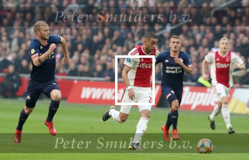 Amsterdam, 31 Maart 2019 AJAX-PSV, eindstand 3-1
Hakim Ziyech en Jorrit Hendrix