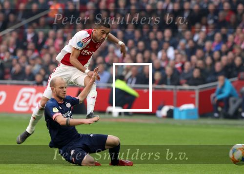 Amsterdam, 31 Maart 2019 AJAX-PSV, eindstand 3-1
Hakim Ziyech en Jorrit Hendrix