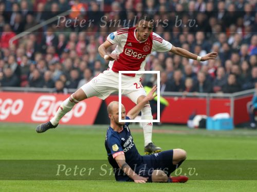 Amsterdam, 31 Maart 2019 AJAX-PSV, eindstand 3-1
Hakim Ziyech en Jorrit Hendrix