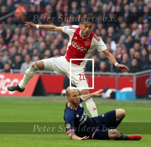 Amsterdam, 31 Maart 2019 AJAX-PSV, eindstand 3-1
Hakim Ziyech en Jorrit Hendrix