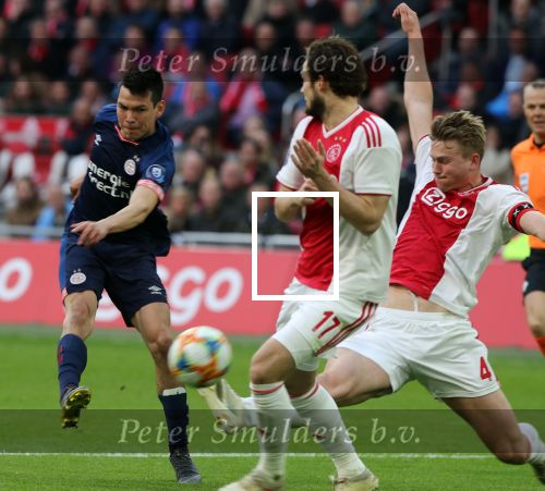 Amsterdam, 31 Maart 2019 AJAX-PSV, eindstand 3-1
Hirving Lozano Matthijs de Ligt en Daley Blind