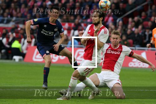 Amsterdam, 31 Maart 2019 AJAX-PSV, eindstand 3-1
Hirving Lozano Matthijs de Ligt en Daley Blind
