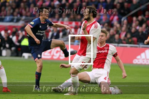 Amsterdam, 31 Maart 2019 AJAX-PSV, eindstand 3-1
Hirving Lozano Matthijs de Ligt en Daley Blind