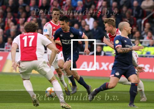 Amsterdam, 31 Maart 2019 AJAX-PSV, eindstand 3-1
Hirving Lozano Matthijs de Ligt en Daley Blind