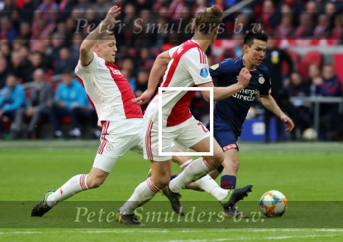Amsterdam, 31 Maart 2019 AJAX-PSV, eindstand 3-1
Hirving Lozano en Donny v d Beek