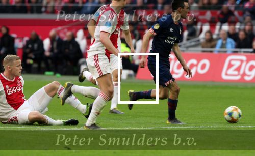 Amsterdam, 31 Maart 2019 AJAX-PSV, eindstand 3-1
Hirving Lozano en Donny v d Beek