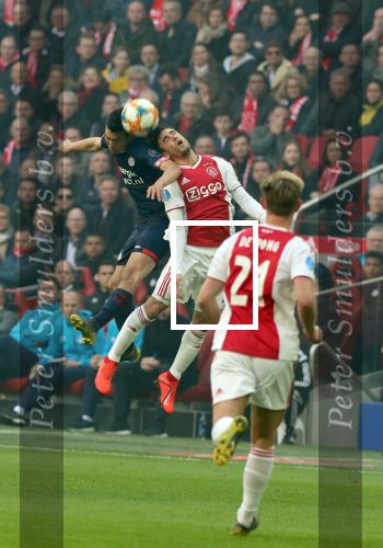 Amsterdam, 31 Maart 2019 AJAX-PSV, eindstand 3-1
Hirving Lozano en Noussair Mazraoui