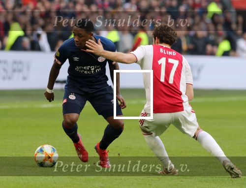 Amsterdam, 31 Maart 2019 AJAX-PSV, eindstand 3-1
Steven Bergwijn en Daley Blind