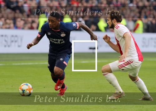 Amsterdam, 31 Maart 2019 AJAX-PSV, eindstand 3-1
Steven Bergwijn en Daley Blind